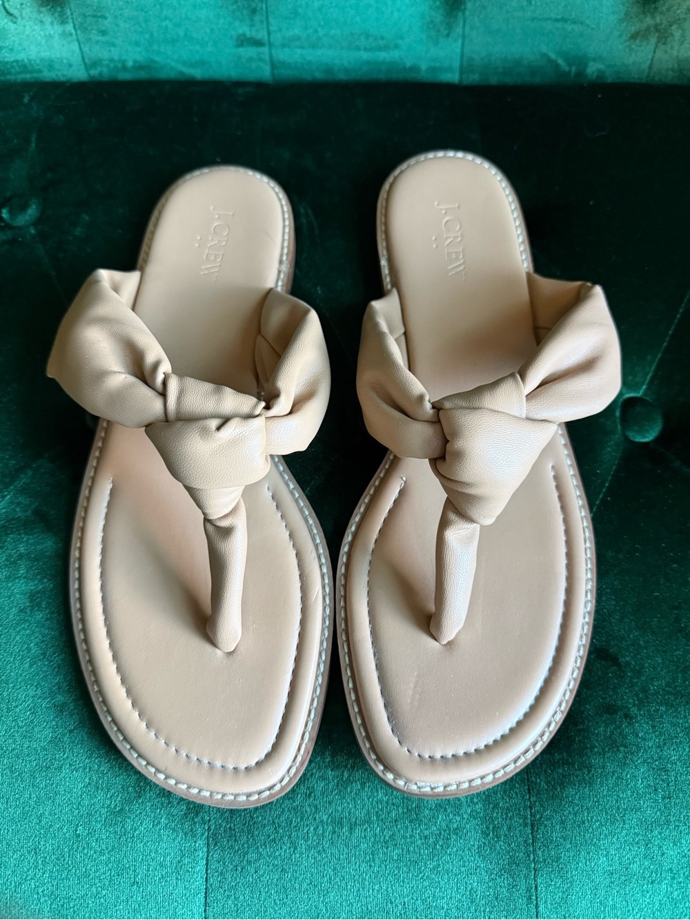 J.Crew Factory Knotted Thong Sandals Nude Beige Slide Sandals 9.5 NWOT